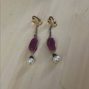 Elegant Vintage Gold and Purple Clip-on Earrings
